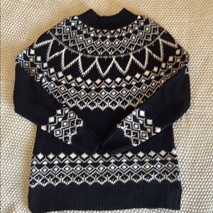 LOFT Fair Isle Knit Sweater – Black & White Winter Pattern – Women’s XS